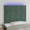Image de vidaXL Tête de lit à LED Vert foncé 80x5x118/128 cm Velours