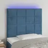 Image de vidaXL Tête de lit à LED Bleu foncé 80x5x118/128 cm Velours