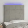 Image de vidaXL Tête de lit à LED Gris clair 100x5x118/128 cm Velours