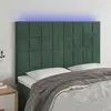 Image de vidaXL Tête de lit à LED Vert foncé 144x5x118/128 cm Velours