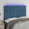 Image de vidaXL Tête de lit à LED Bleu foncé 144x5x118/128 cm Velours