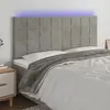 Image de vidaXL Tête de lit à LED Gris clair 160x5x118/128 cm Velours