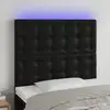 Image de vidaXL Tête de lit à LED Noir 80x5x118/128 cm Similicuir