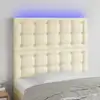 Image de vidaXL Tête de lit à LED Crème 90x5x118/128 cm Similicuir
