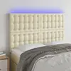 Image de vidaXL Tête de lit à LED Crème 144x5x118/128 cm Similicuir