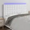 Image de vidaXL Tête de lit à LED Blanc 160x5x118/128 cm Similicuir