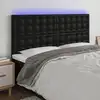 Image de vidaXL Tête de lit à LED Noir 180x5x118/128 cm Similicuir