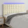 Image de vidaXL Tête de lit à LED Crème 200x5x118/128 cm Similicuir