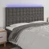 Image de vidaXL Tête de lit à LED Gris 200x5x118/128 cm Similicuir