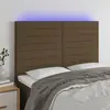 Image de vidaXL Tête de lit à LED Marron foncé 144x5x118/128 cm Tissu