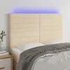 Image de vidaXL Tête de lit à LED Crème 144x5x118/128 cm Tissu