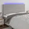 Image de vidaXL Tête de lit à LED Gris clair 160x5x118/128 cm Tissu