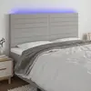 Image de vidaXL Tête de lit à LED Gris clair 180x5x118/128 cm Tissu