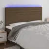Image de vidaXL Tête de lit à LED Marron foncé 200x5x118/128 cm Tissu
