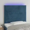 Image de vidaXL Tête de lit à LED Bleu foncé 100x5x118/128 cm Velours