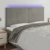 Image de vidaXL Tête de lit à LED Gris clair 200x5x118/128 cm Velours