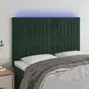 Image de vidaXL Tête de lit à LED Vert foncé 144x5x118/128 cm Velours
