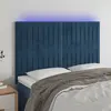 Image de vidaXL Tête de lit à LED Bleu foncé 144x5x118/128 cm Velours