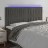 Image de vidaXL Tête de lit à LED Gris foncé 180x5x118/128 cm Velours