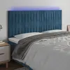 Image de vidaXL Tête de lit à LED Bleu foncé 180x5x118/128 cm Velours