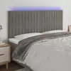 Image de vidaXL Tête de lit à LED Gris clair 200x5x118/128 cm Velours