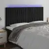 Image de vidaXL Tête de lit à LED Noir 200x5x118/128 cm Velours