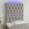 Image de vidaXL Tête de lit à LED Gris clair 80x7x118/128 cm Tissu