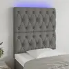 Image de vidaXL Tête de lit à LED Gris foncé 80x7x118/128 cm Tissu