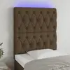 Image de vidaXL Tête de lit à LED Marron foncé 80x7x118/128 cm Tissu