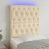 Image de vidaXL Tête de lit à LED Crème 80x7x118/128 cm Tissu