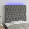 Image de vidaXL Tête de lit à LED Gris foncé 100x7x118/128 cm Tissu