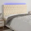 Image de vidaXL Tête de lit à LED Crème 200x7x118/128 cm Tissu