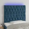 Image de vidaXL Tête de lit à LED Bleu foncé 100x7x118/128 cm Velours