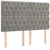 Image de vidaXL Tête de lit à LED Gris clair 144x7x118/128 cm Velours