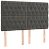 Image de vidaXL Tête de lit à LED Gris foncé 144x7x118/128 cm Velours