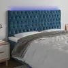 Image de vidaXL Tête de lit à LED Bleu foncé 200x7x118/128 cm Velours