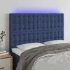 Image de vidaXL Tête de lit à LED Bleu 144x5x118/128 cm Tissu