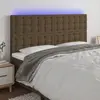 Image de vidaXL Tête de lit à LED Marron foncé 200x5x118/128 cm Tissu