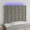Image de vidaXL Tête de lit à LED Gris clair 80x5x118/128 cm Velours