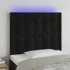 Image de vidaXL Tête de lit à LED Noir 80x5x118/128 cm Velours