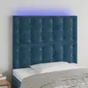 Image de vidaXL Tête de lit à LED Bleu foncé 80x5x118/128 cm Velours
