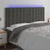 Image de vidaXL Tête de lit à LED Gris foncé 160x5x118/128 cm Velours