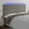 Image de vidaXL Tête de lit à LED Gris clair 180x5x118/128 cm Velours