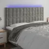 Image de vidaXL Tête de lit à LED Gris clair 200x5x118/128 cm Velours