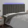 Image de vidaXL Tête de lit à LED Gris foncé 200x5x118/128 cm Velours