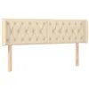 Image de vidaXL Tête de Lit à LED Meuble de Chambre à Coucher Accessoire de Lit Double Tête de Cadre de Lit Intérieur Crème 147x16x78/88 cm Tissu