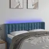 Image de vidaXL Tête de lit à LED Bleu foncé 147x16x78/88 cm Velours