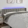 Image de vidaXL Tête de lit à LED Gris clair 163x16x78/88 cm Velours
