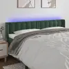Image de vidaXL Tête de lit à LED Vert foncé 183x16x78/88 cm Velours