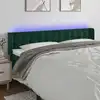 Image de vidaXL Tête de lit à LED Vert foncé 203x16x78/88 cm Velours